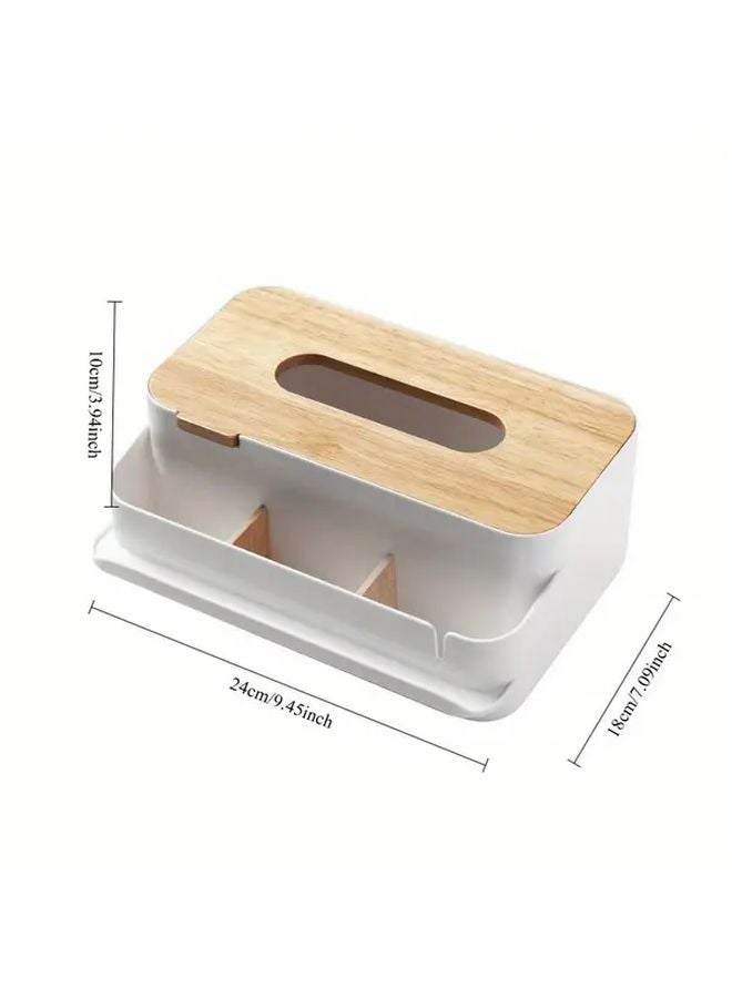 White Wooden Tissue Box Storage Organizer 24x18x10 for Living Room Bedroom Kitchen - Image 4